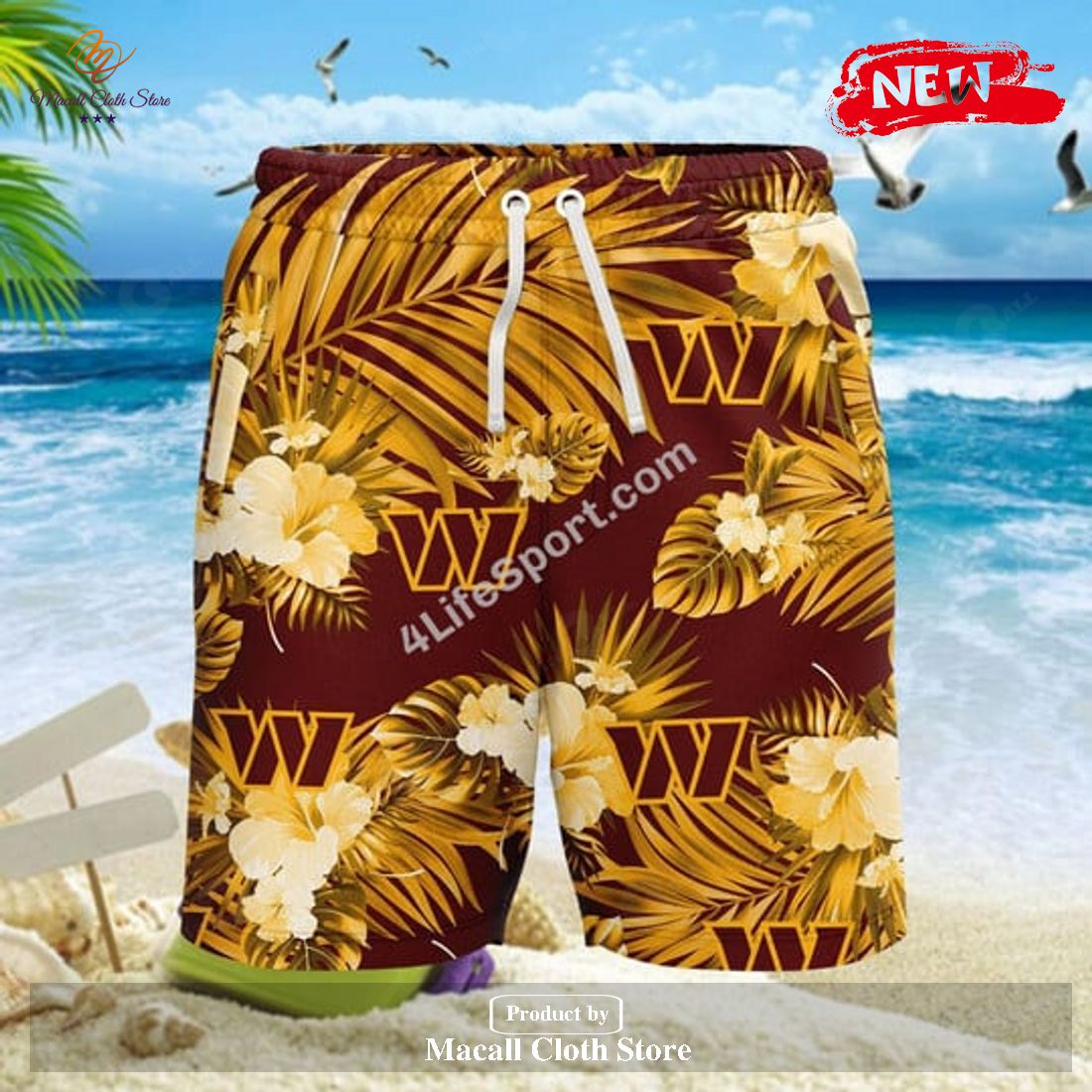 Washington Commanders Paml Trees Combo Hawaiian Shirt And Beach Short