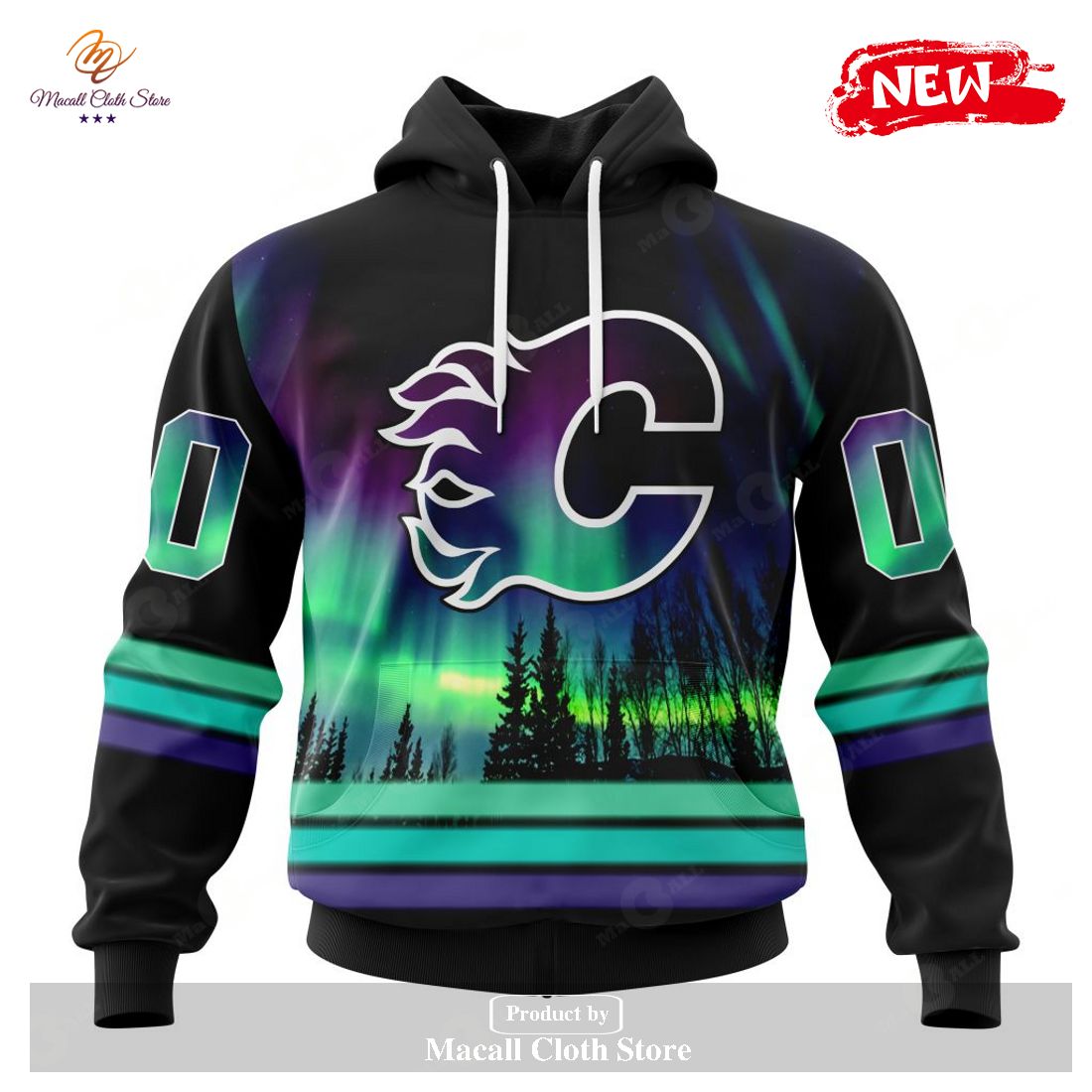 Personalized NHL Calgary Flames Special Design With Northern Lights Hoodie Sweatshirt 3D Personalized NHL Calgary Flames Special Design With Northern Lights Hoodie Sweatshirt 3D