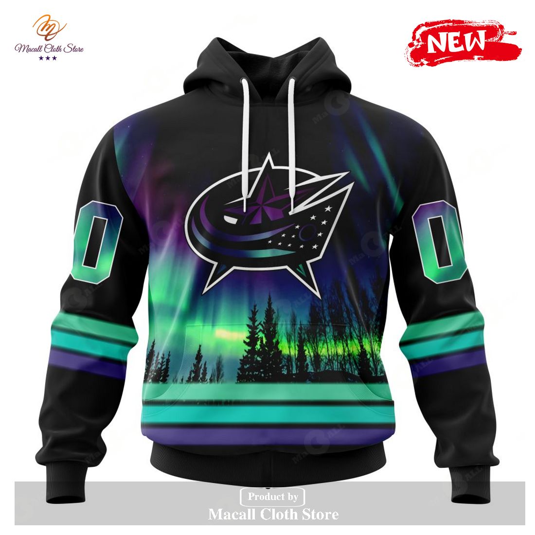 Personalized NHL Columbus Blue Jackets Special Design With Northern Lights Hoodie Sweatshirt 3D Personalized NHL Columbus Blue Jackets Special Design With Northern Lights Hoodie Sweatshirt 3D