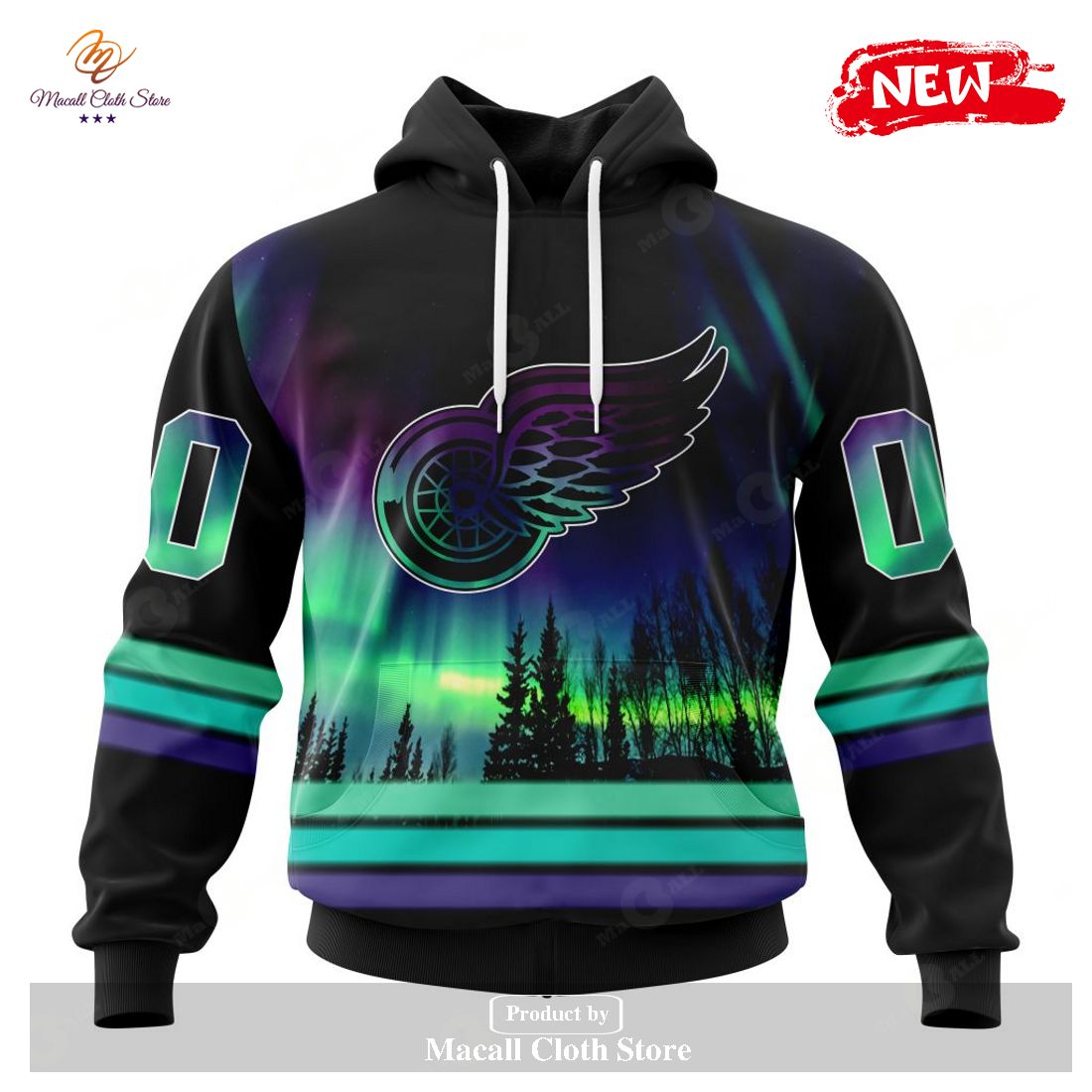 Personalized NHL Detroit Red Wings Special Design With Northern Lights Hoodie Sweatshirt 3D Personalized NHL Detroit Red Wings Special Design With Northern Lights Hoodie Sweatshirt 3D