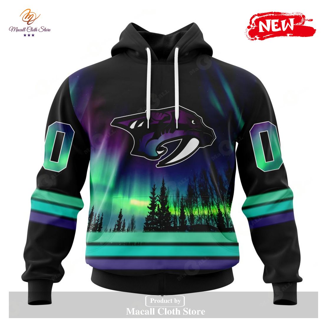 Personalized NHL Nashville Predators Special Design With Northern Lights Hoodie Sweatshirt 3D