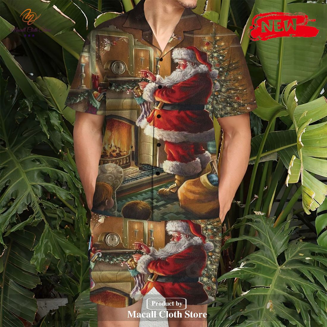 [NEW] Christmas Tree Revere Collar Shirt & Shorts Set Christmas Gifts for Santa Claus Hawaiian Shirt and Short