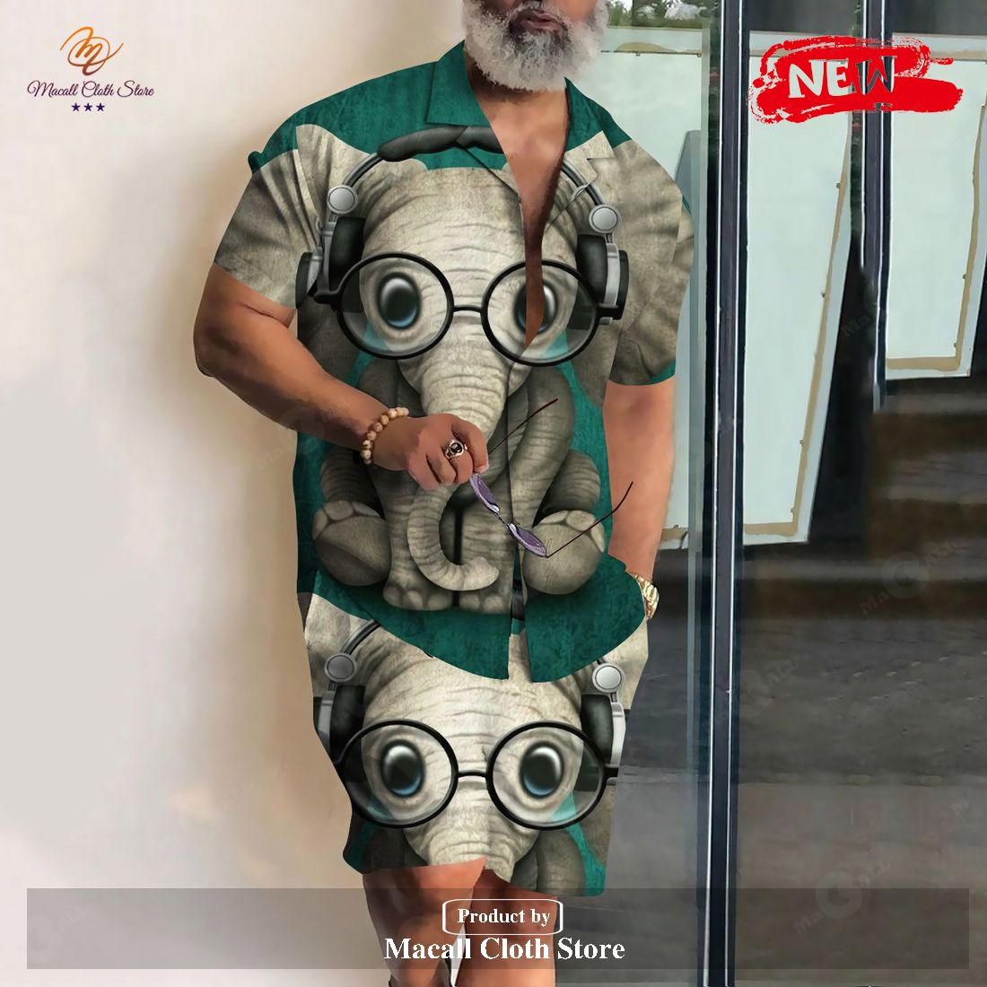 [NEW] Elaphant Revere Collar Shirt & Shorts Set Gifts for Elephant Hawaiian Shirt and Short