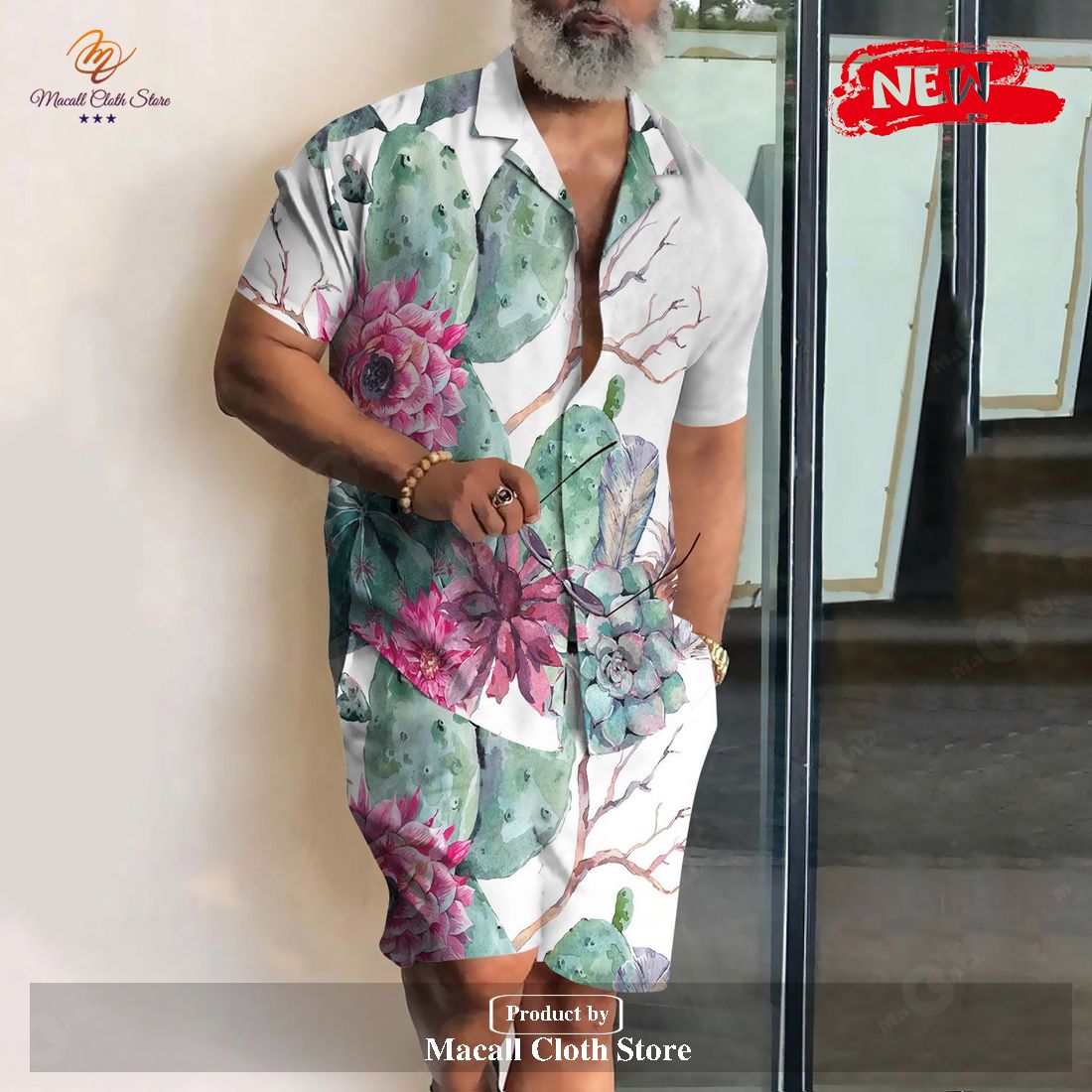 [NEW] Funny Cactus Cactus Pun Revere Collar Shirt & Shorts Set Cactus Exotic Gifts for Cactus Hawaiian Shirt and Short