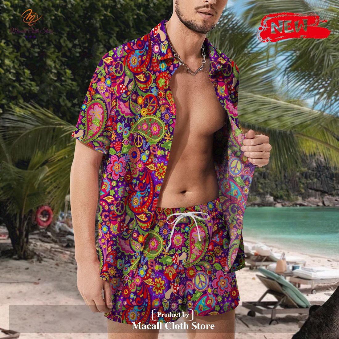 [NEW] Hippie Bohemian Short Sleeve Casual Shirt Gifts for Hippie Hawaiian Shirt and Short