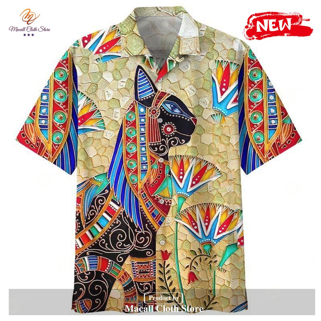 [NEW] Hippie Egypt Cat Hot Casual For Men Women Hawaiian Shirt and Short