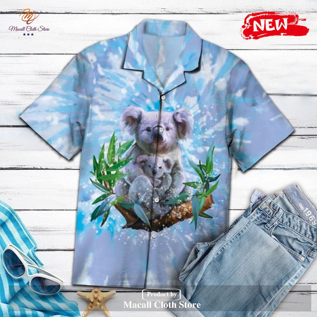 [NEW] Koala Blue Tie Dye Hot Casual Shirts For Men Women Hawaiian Shirt and Short