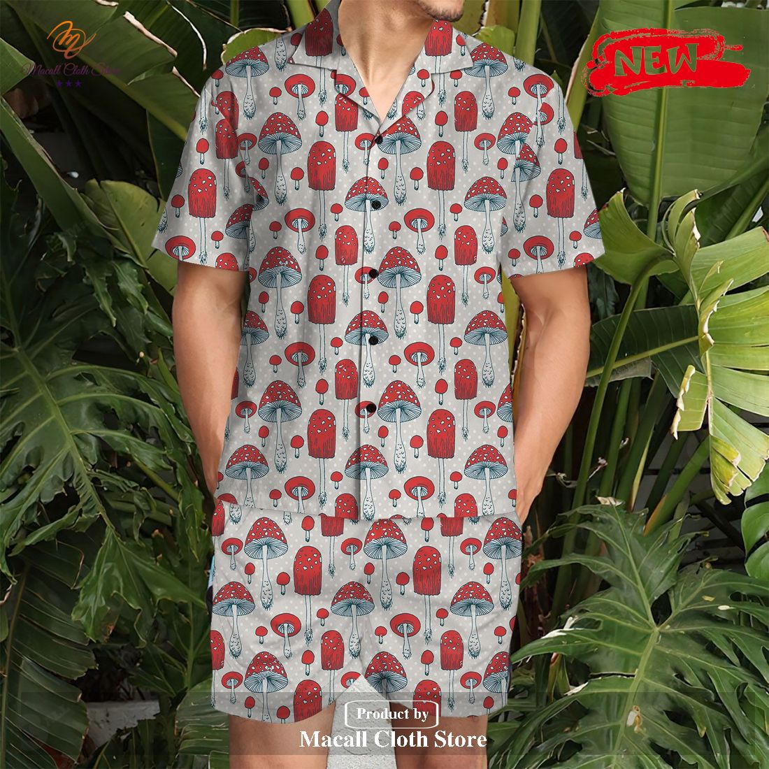 [NEW] Magic Mushrooms Cool Revere Collar Mushroom Red Gifts for Mushroom Hawaiian Shirt and Short