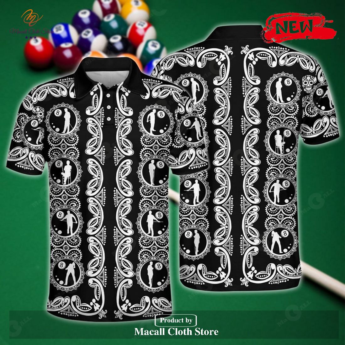 [NEW] BILLIARDS SILHOUETTE LUXURY DESIGN FOR MEN POLO SHIRT
