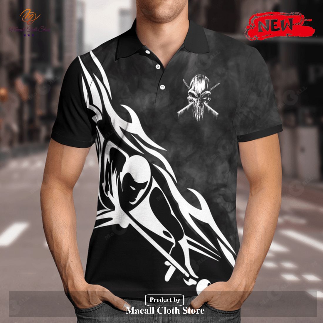 [NEW] MY POOL STRATEGY BILLIARDS BLACK STYLE FOR MEN POLO SHIRT