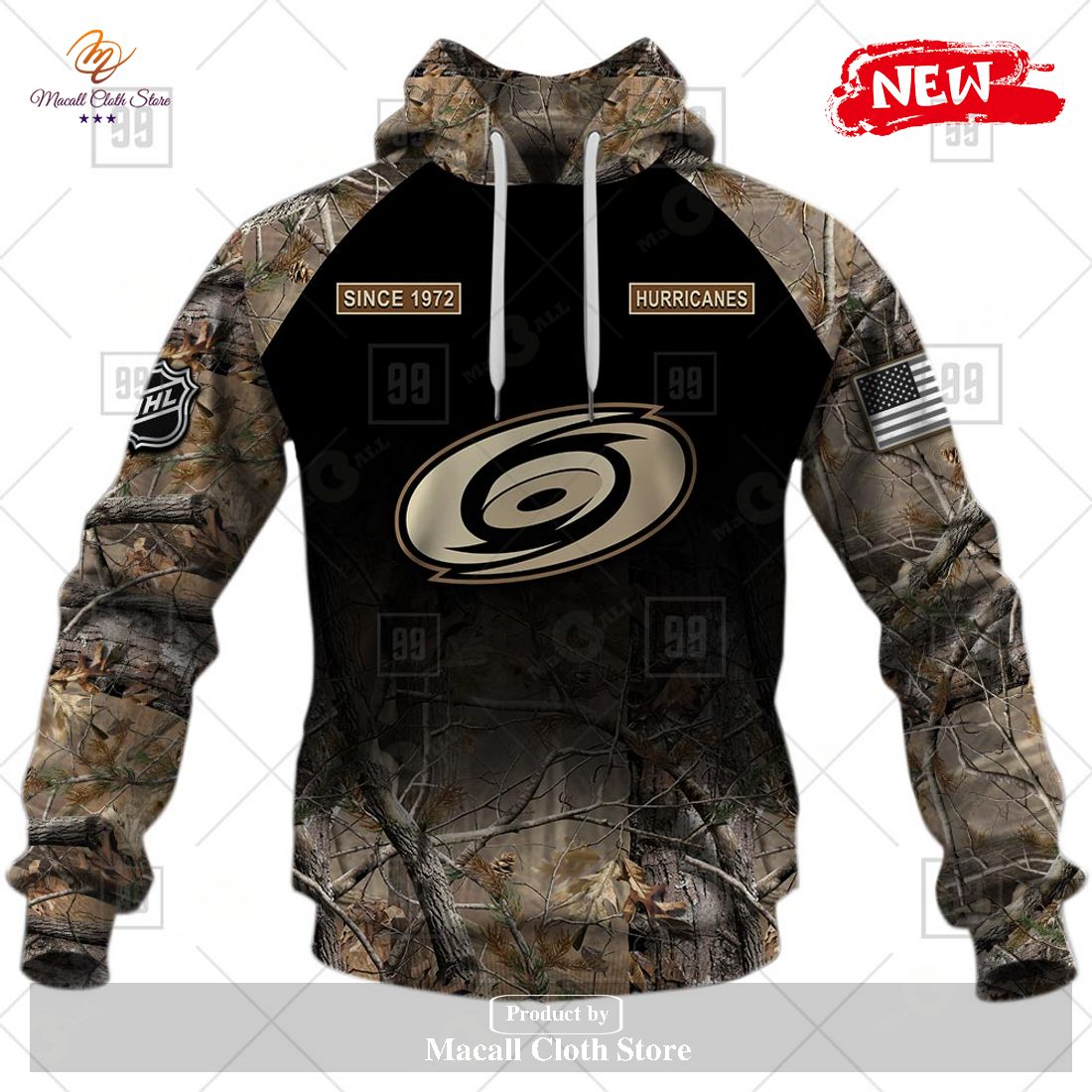 [NEW] Personalized NHL Carolina Hurricanes Hunting Camouflage Design Hoodie Sweatshirt 3D