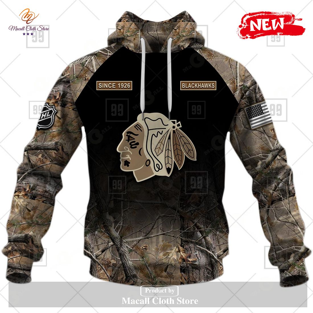 [NEW] Personalized NHL Chicago Blackhawks Hunting Camouflage Design Hoodie Sweatshirt 3D