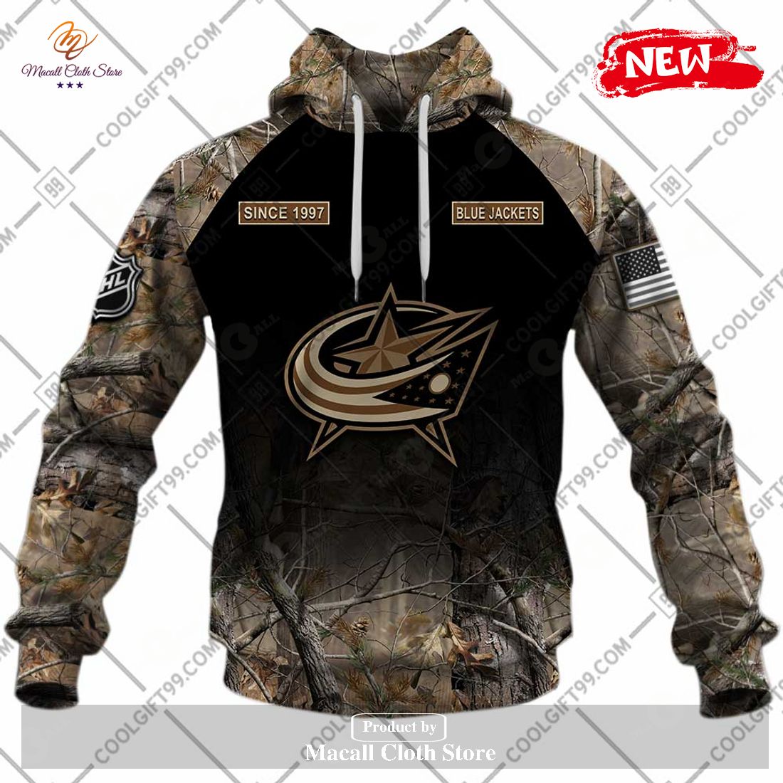 [NEW] Personalized NHL Columbus Blue Jackets Hunting Camouflage Design Hoodie Sweatshirt 3D