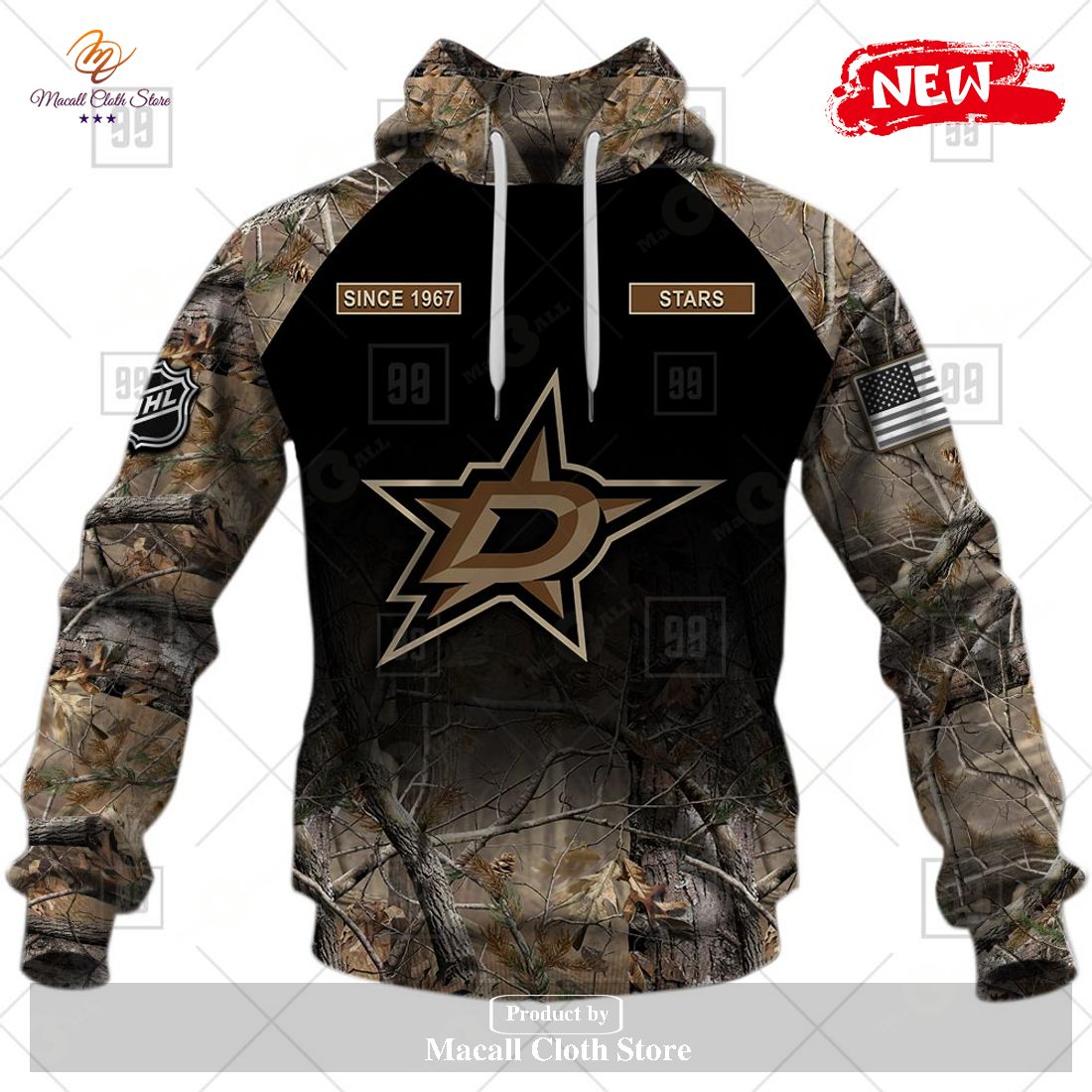 [NEW] Personalized NHL Dallas Stars Hunting Camouflage Design Hoodie Sweatshirt 3D