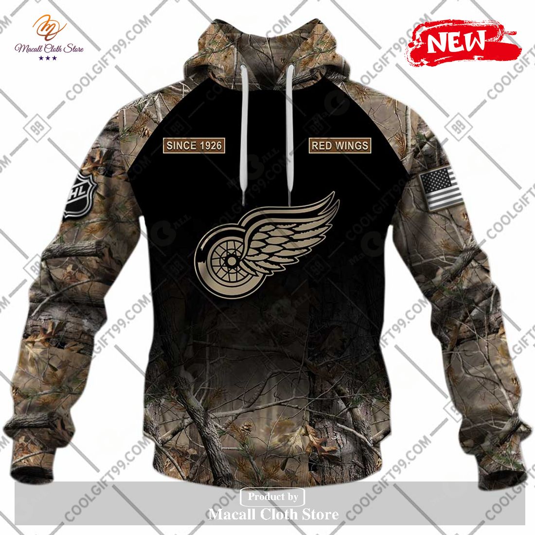 [NEW] Personalized NHL Detroit Red Wings Hunting Camouflage Design Hoodie Sweatshirt 3D