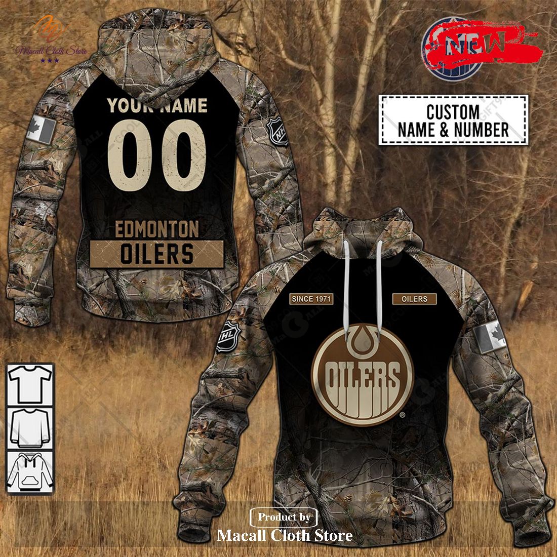 [NEW] Personalized NHL Edmonton Oilers Hunting Camouflage Design Hoodie Sweatshirt 3D