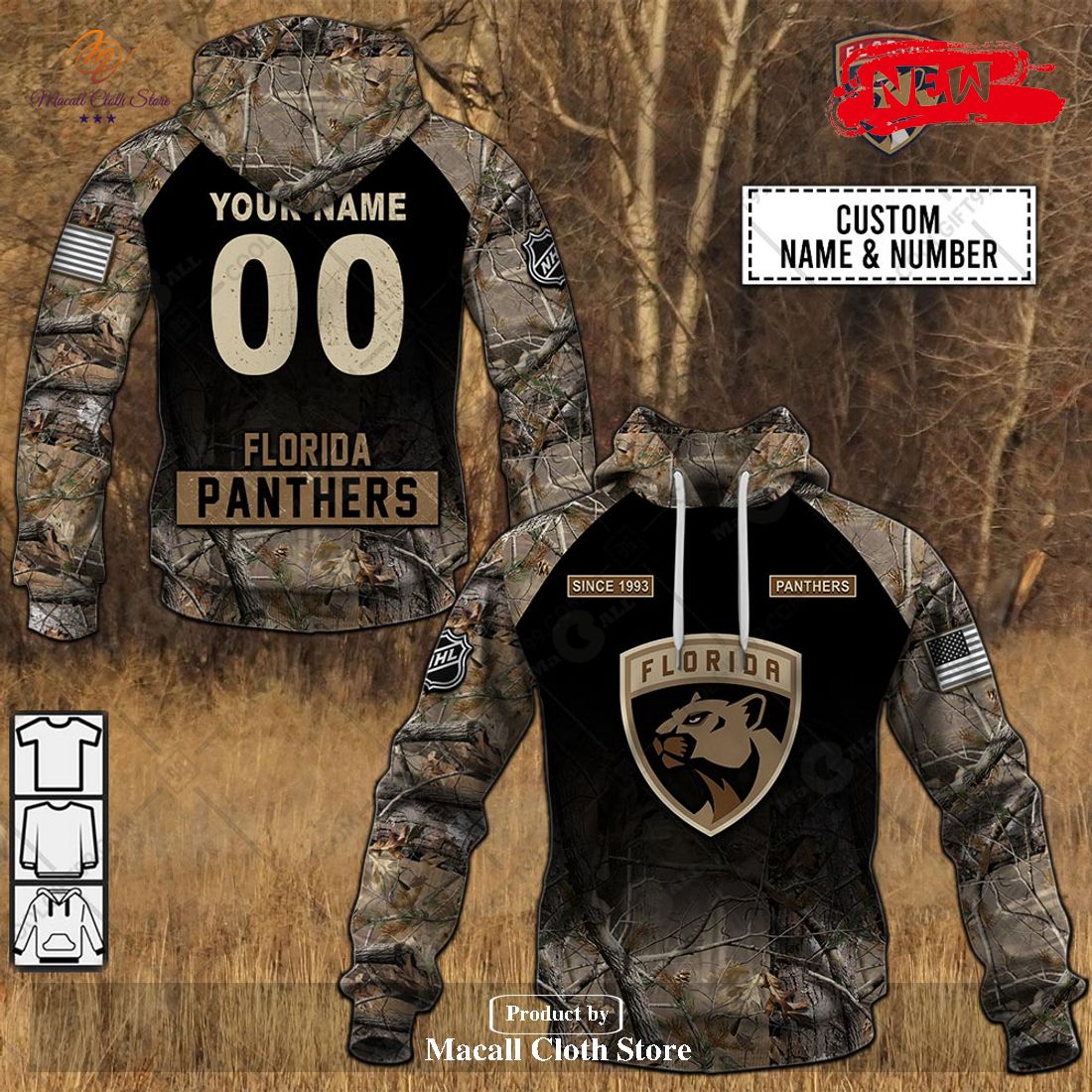 [NEW] Personalized NHL Florida Panthers Hunting Camouflage Design Hoodie Sweatshirt 3D