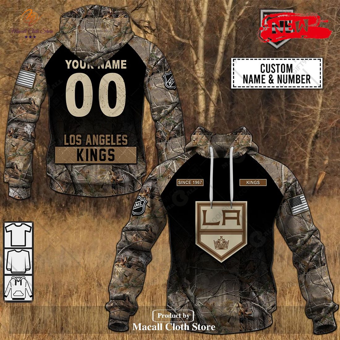 [NEW] Personalized NHL Los Angeles Kings Hunting Camouflage Design Hoodie Sweatshirt 3D