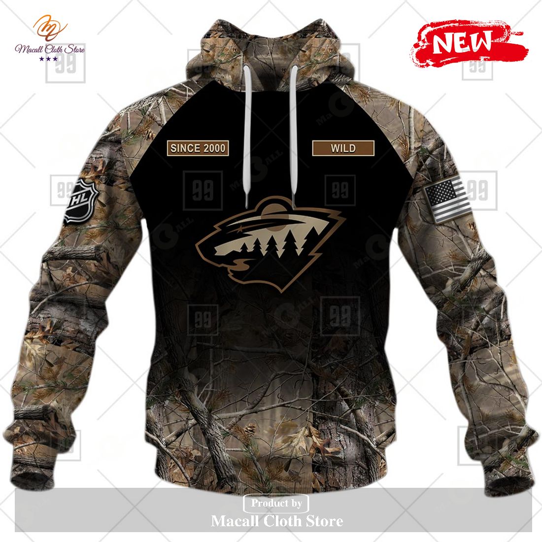 [NEW] Personalized NHL Minnesota Wild Hunting Camouflage Design Hoodie Sweatshirt 3D