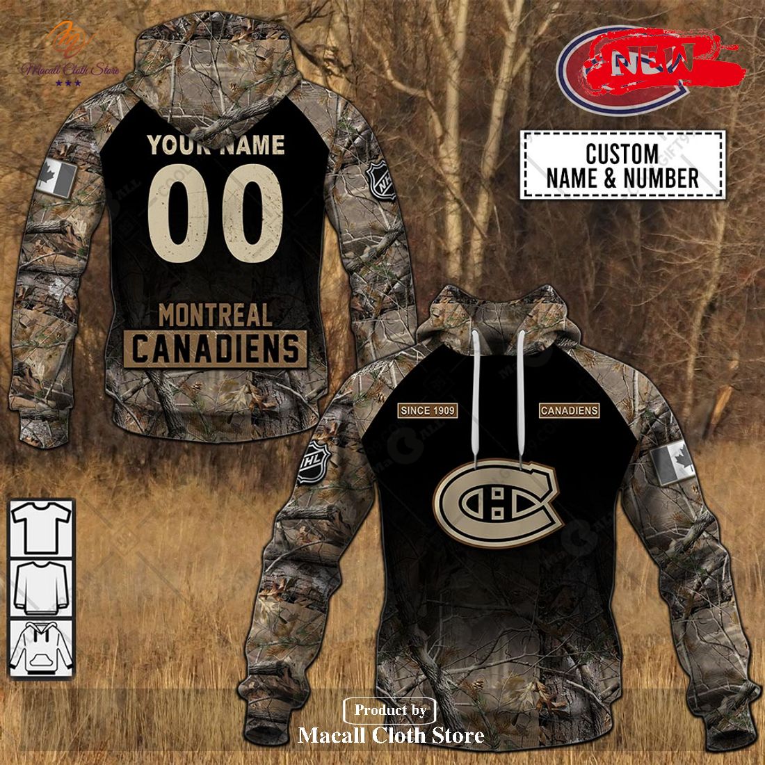 [NEW] Personalized NHL Montreal Canadiens Hunting Camouflage Design Hoodie Sweatshirt 3D