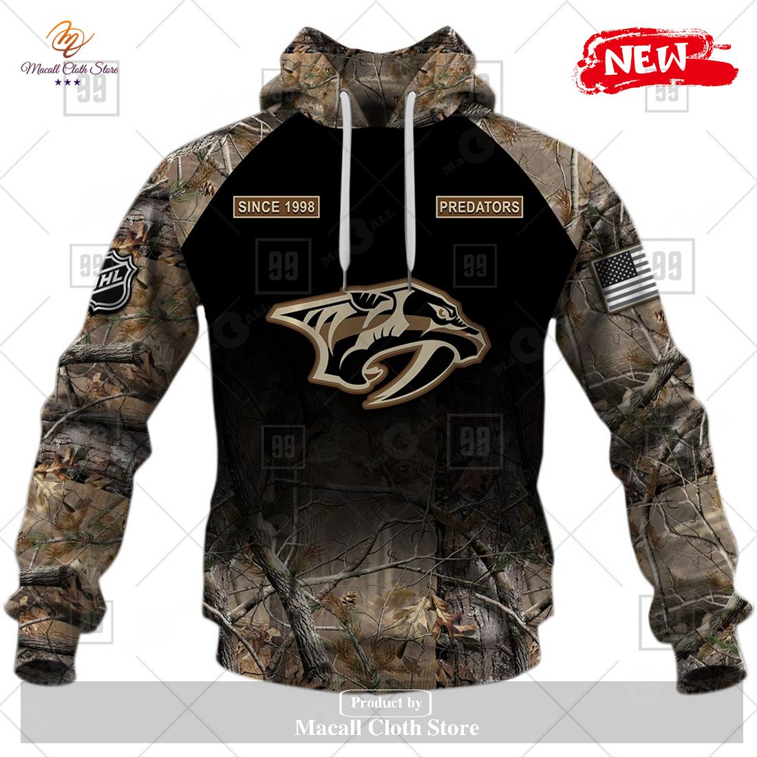 [NEW] Personalized NHL Nashville Predators Hunting Camouflage Design Hoodie Sweatshirt 3D