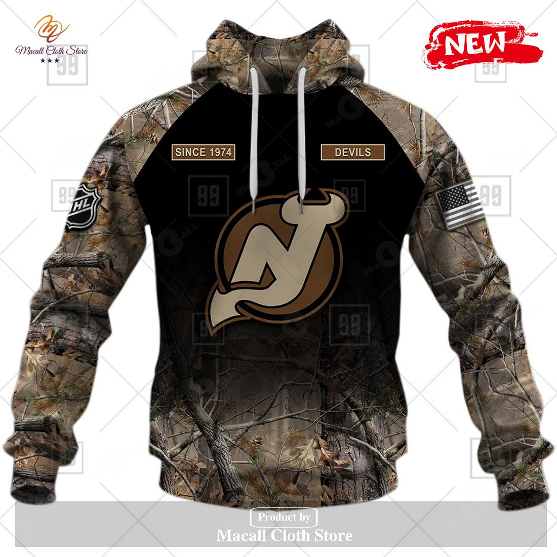 [NEW] Personalized NHL New Jersey Devils Hunting Camouflage Design Hoodie Sweatshirt 3D