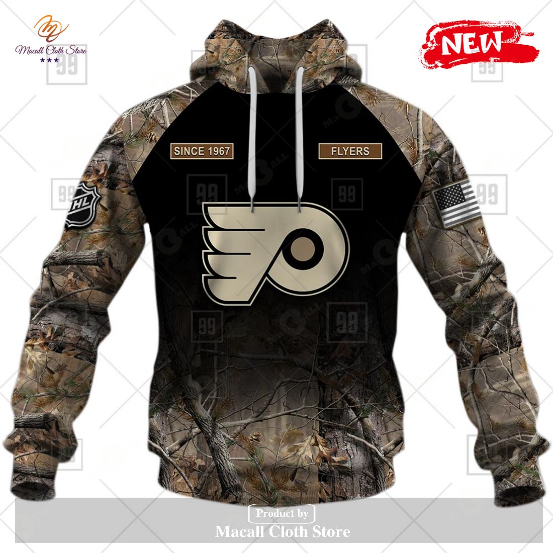 [NEW] Personalized NHL Philadelphia Flyers Hunting Camouflage Design Hoodie Sweatshirt 3D