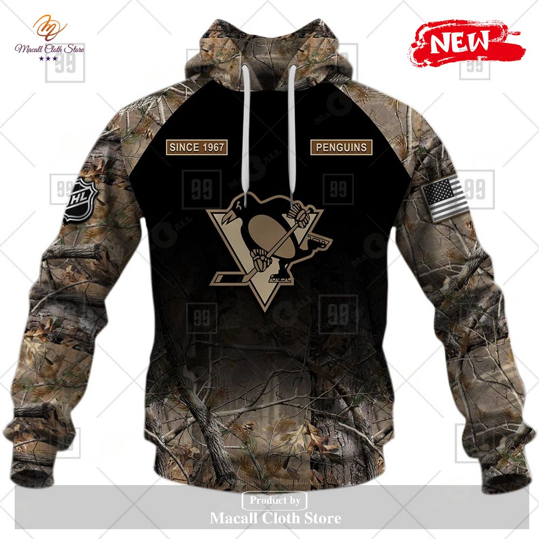 [NEW] Personalized NHL Pittsburgh Penguins Hunting Camouflage Design Hoodie Sweatshirt 3D