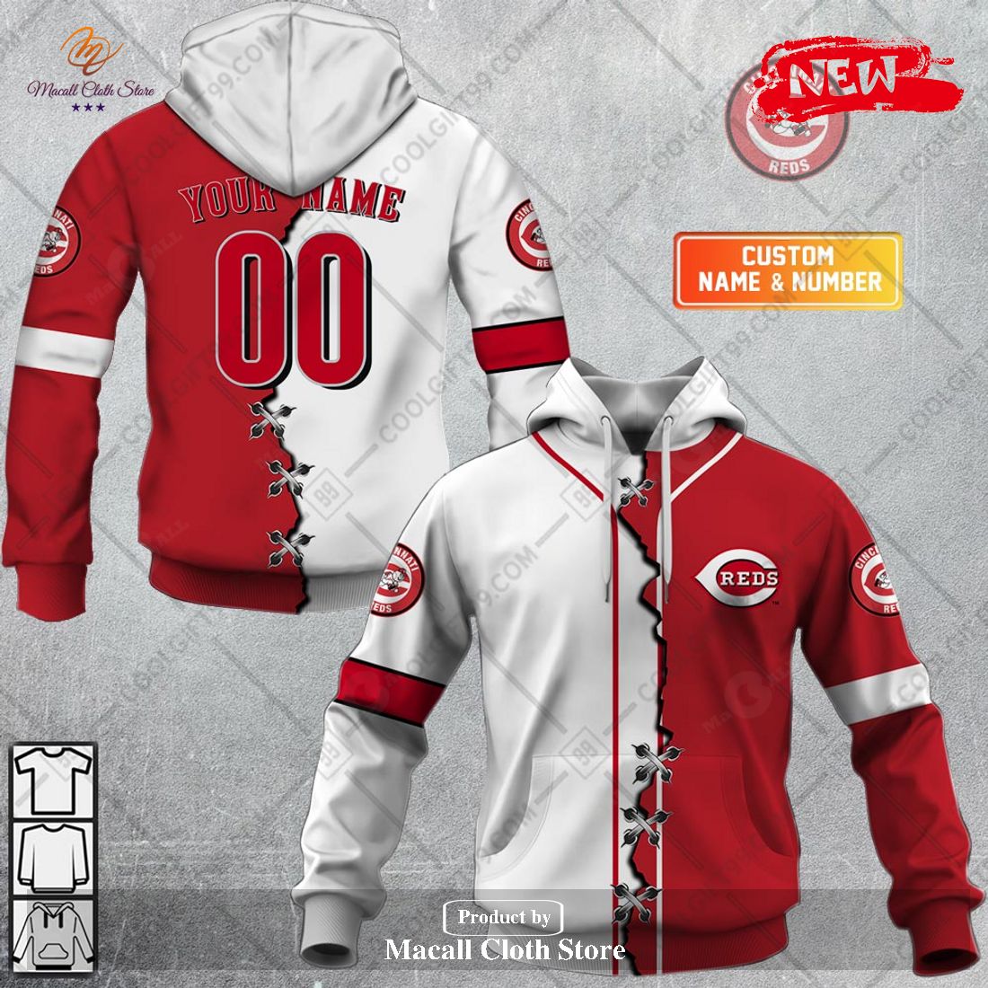[NEW] Personalized MLB Cincinnati Reds Mix Jersey Design Hoodie Sweatshirt 3D