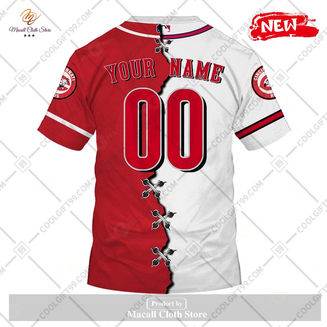 [NEW] Personalized MLB Cincinnati Reds Mix Jersey Design Hoodie Sweatshirt 3D
