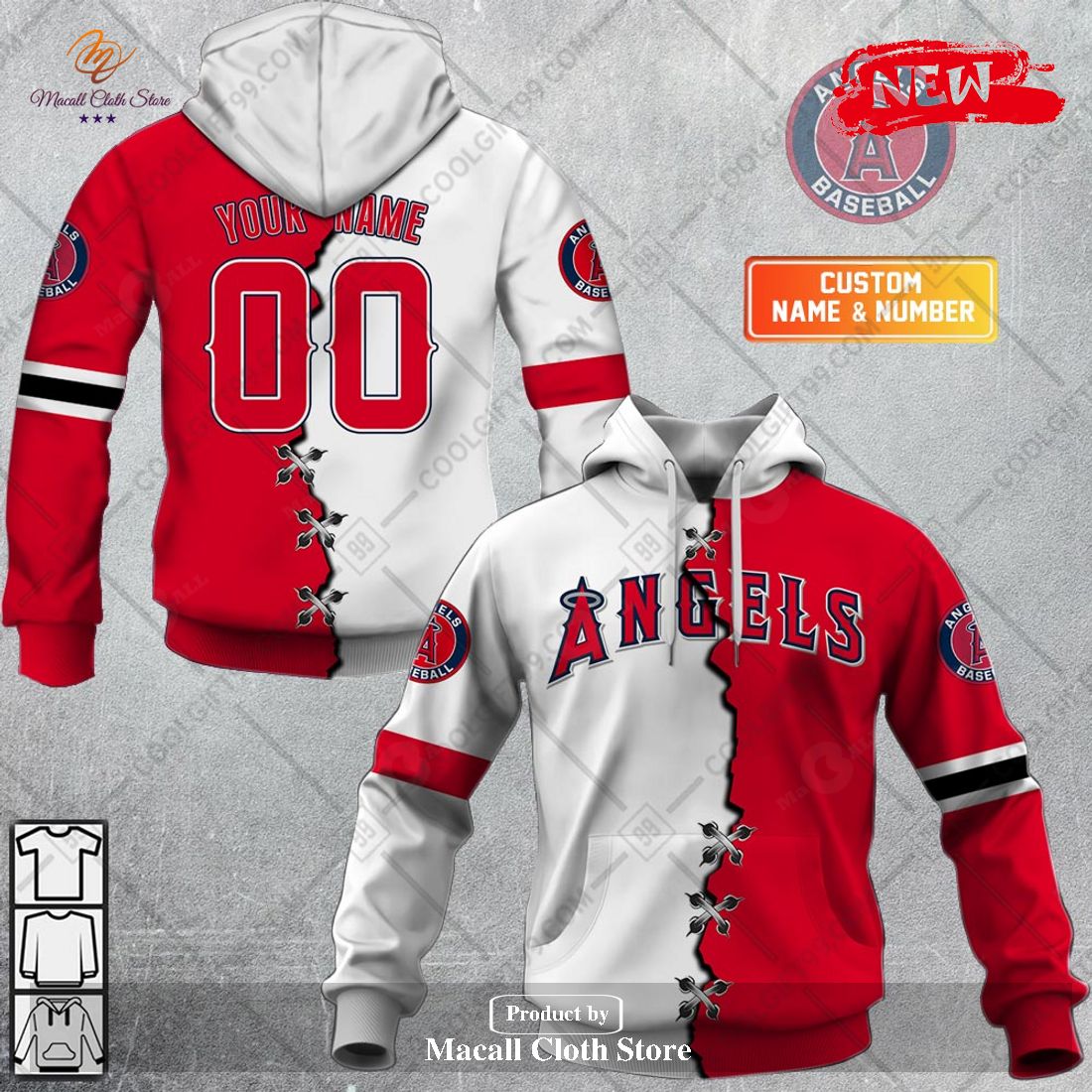 [NEW] Personalized MLB Los Angeles Angels Mix Jersey Design Hoodie Sweatshirt 3D