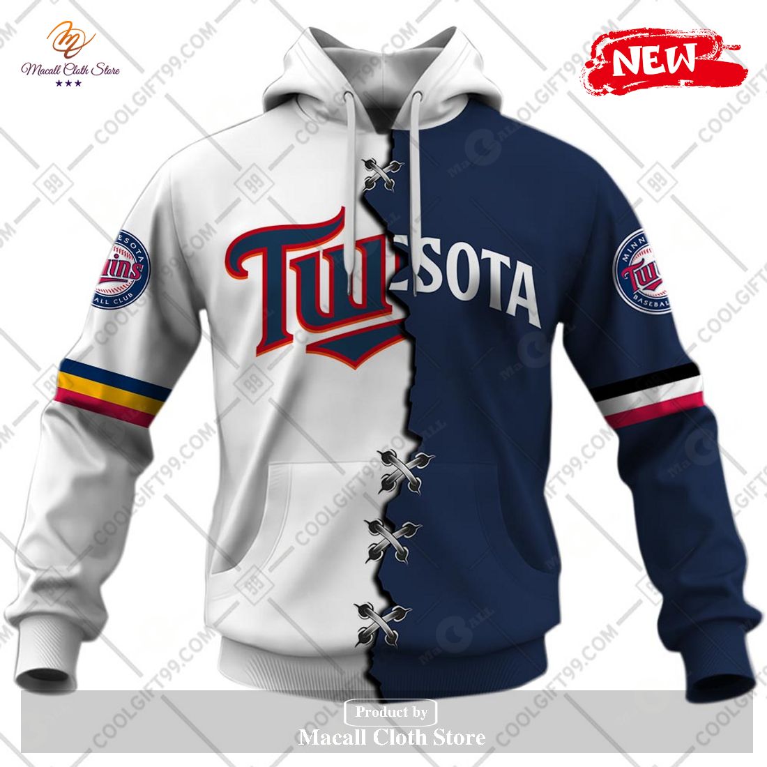 [NEW] Personalized MLB Minnesota Twins Mix Jersey Design Hoodie Sweatshirt 3D