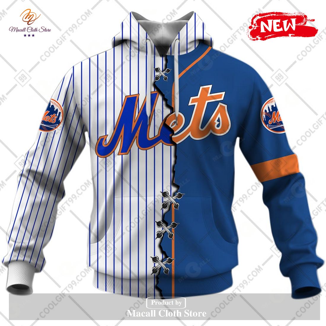 [NEW] Personalized MLB New York Mets Mix Jersey Design Hoodie Sweatshirt 3D