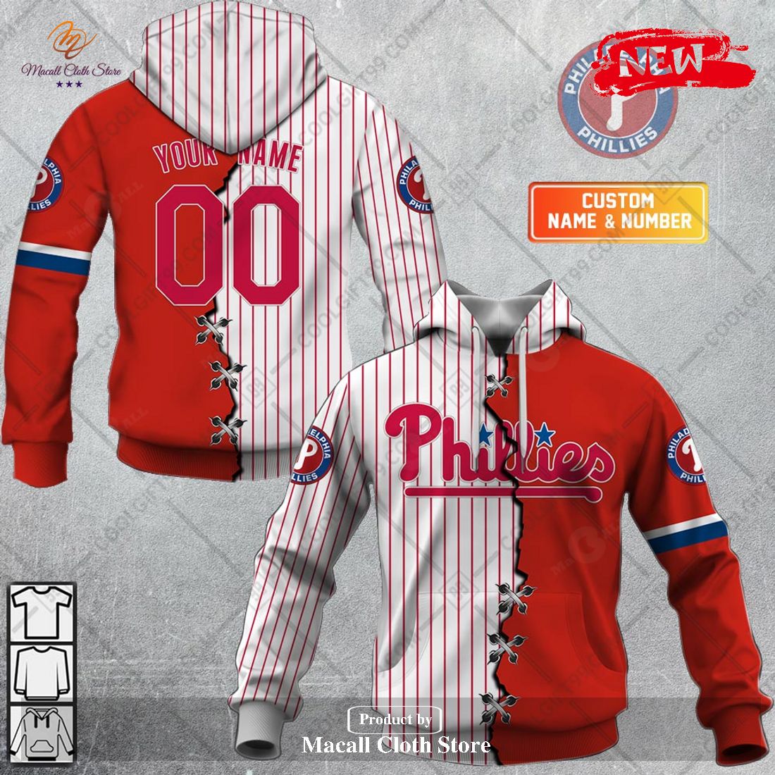 [NEW] Personalized MLB Philadelphia Phillies Mix Jersey Design Hoodie Sweatshirt 3D