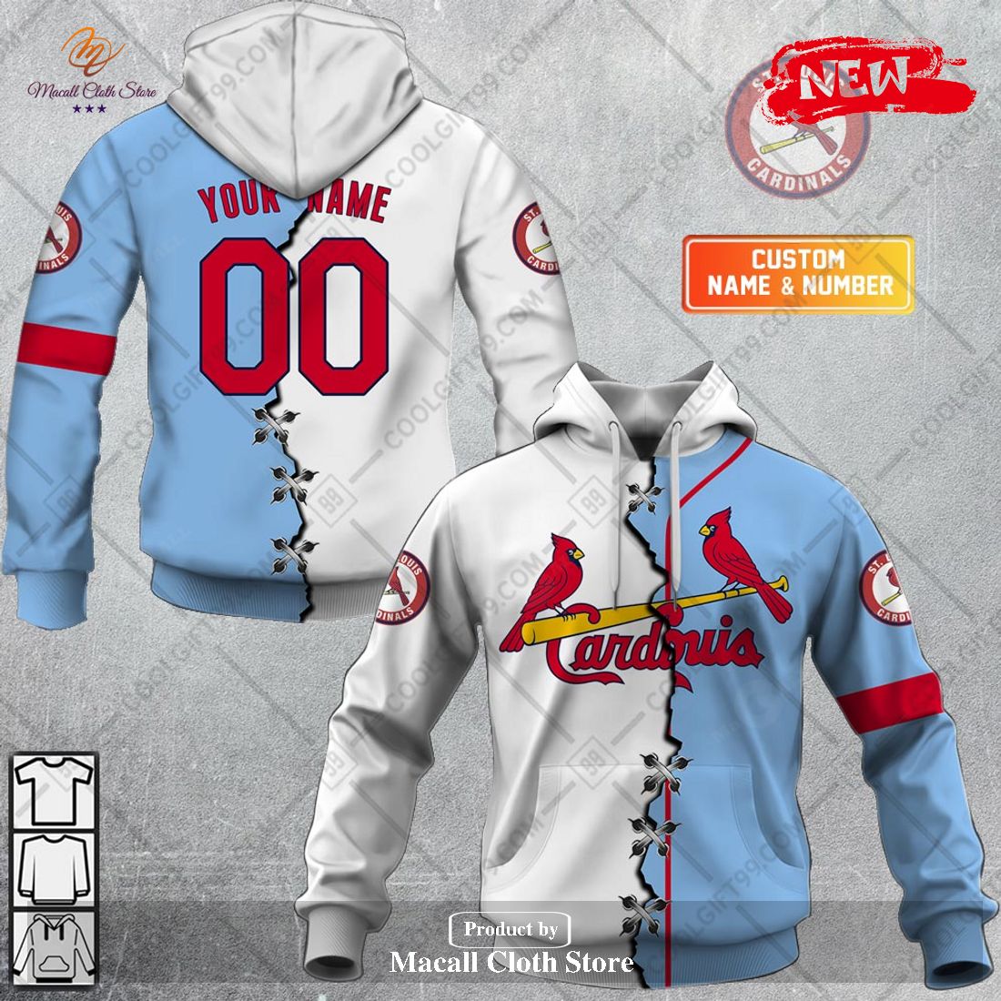 [NEW] Personalized MLB St. Louis Cardinals Mix Jersey Design Hoodie Sweatshirt 3D