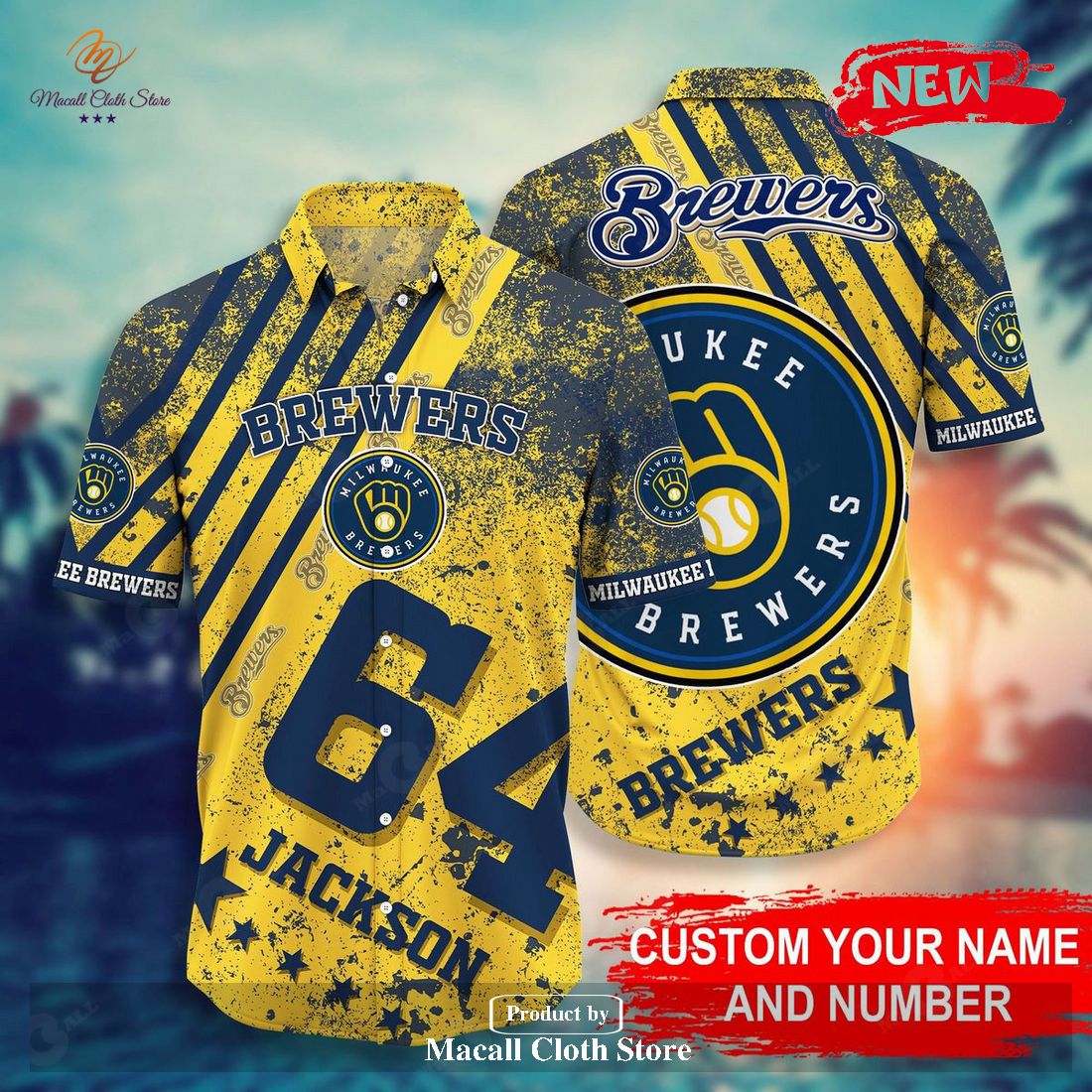 Milwaukee Brewers New Trends Custom Name And Number Christmas Hawaiian Shirt  - Freedomdesign