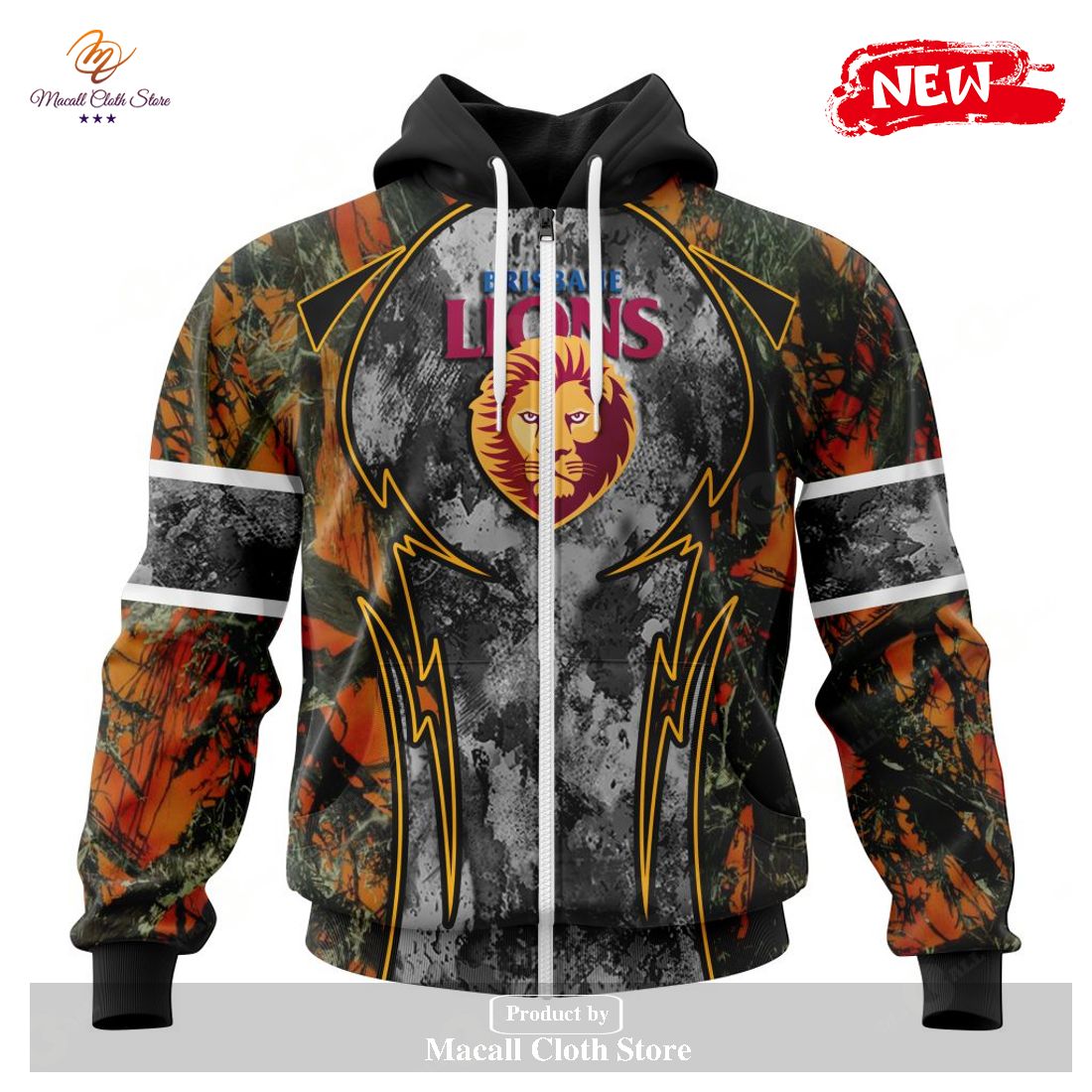 [NEW] Personalized AFL Brisbane Lions – Specialized Design Wih Camo Concepts For Hungting In Forest Hoodie Sweatshirt 3D