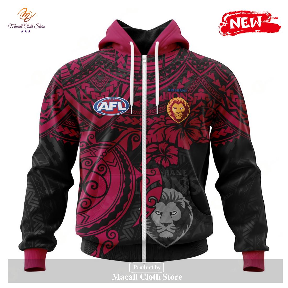 [NEW] Personalized AFL Brisbane Lions Polynesian Concept Kits Design Hoodie Sweatshirt 3D