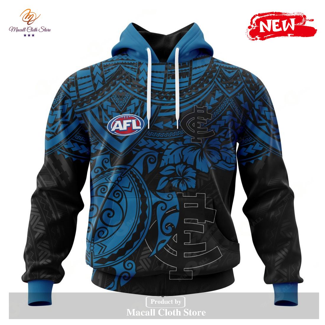 [NEW] Personalized AFL Carlton Football Club Polynesian Concept Kits Design Hoodie Sweatshirt 3D