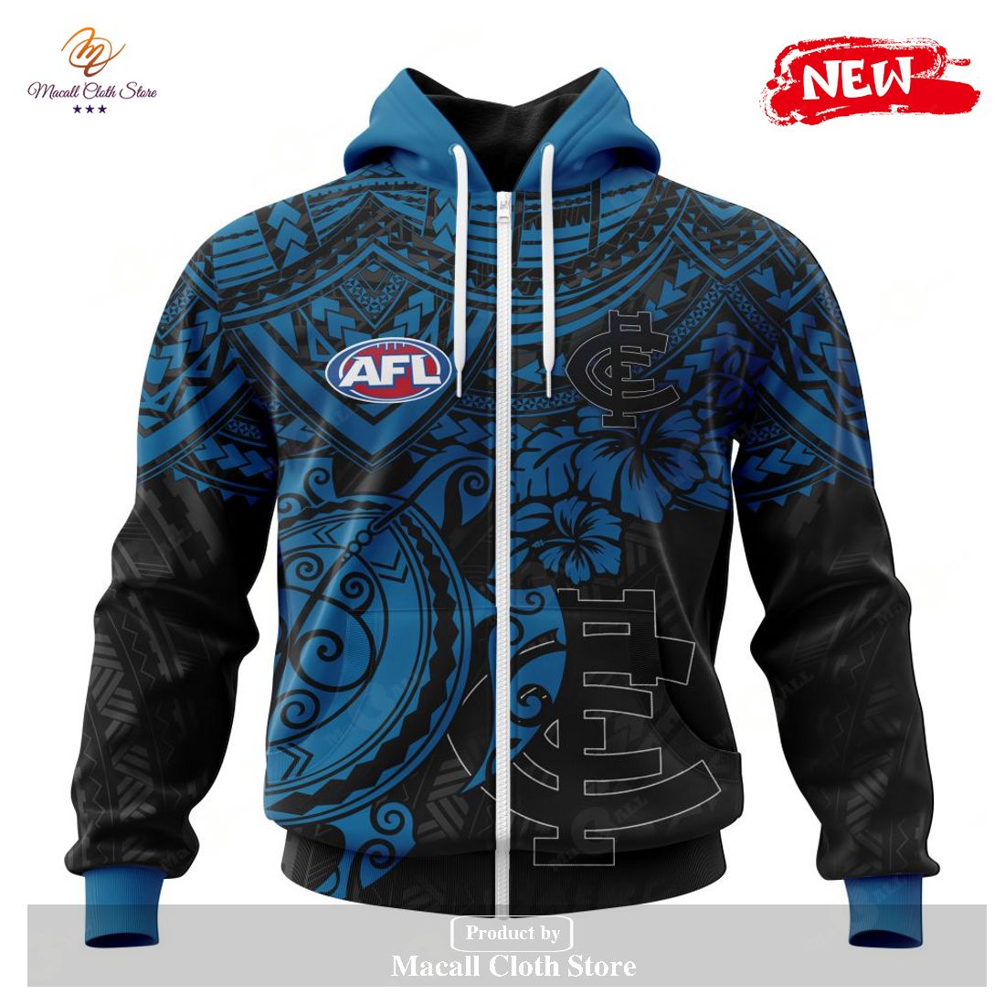 [NEW] Personalized AFL Carlton Football Club Polynesian Concept Kits Design Hoodie Sweatshirt 3D
