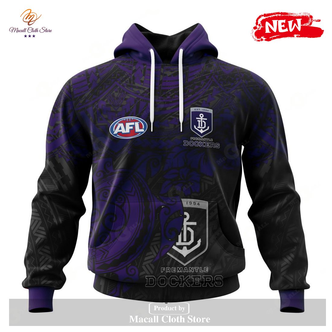 [NEW] Personalized AFL Fremantle Dockers Polynesian Concept Kits Design Hoodie Sweatshirt 3D