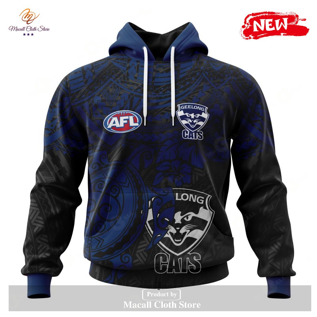 [NEW] Personalized AFL Geelong Cats Polynesian Concept Kits Design Hoodie Sweatshirt 3D