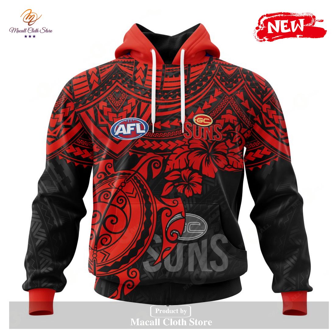 [NEW] Personalized AFL Gold Coast Suns Polynesian Concept Kits Design Hoodie Sweatshirt 3D