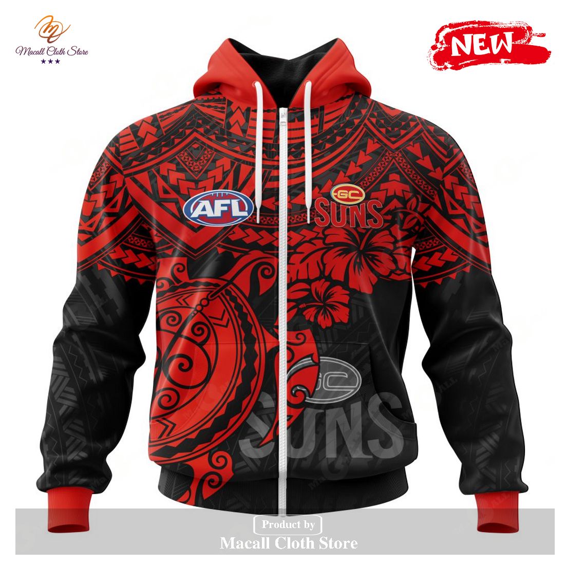 [NEW] Personalized AFL Gold Coast Suns Polynesian Concept Kits Design Hoodie Sweatshirt 3D