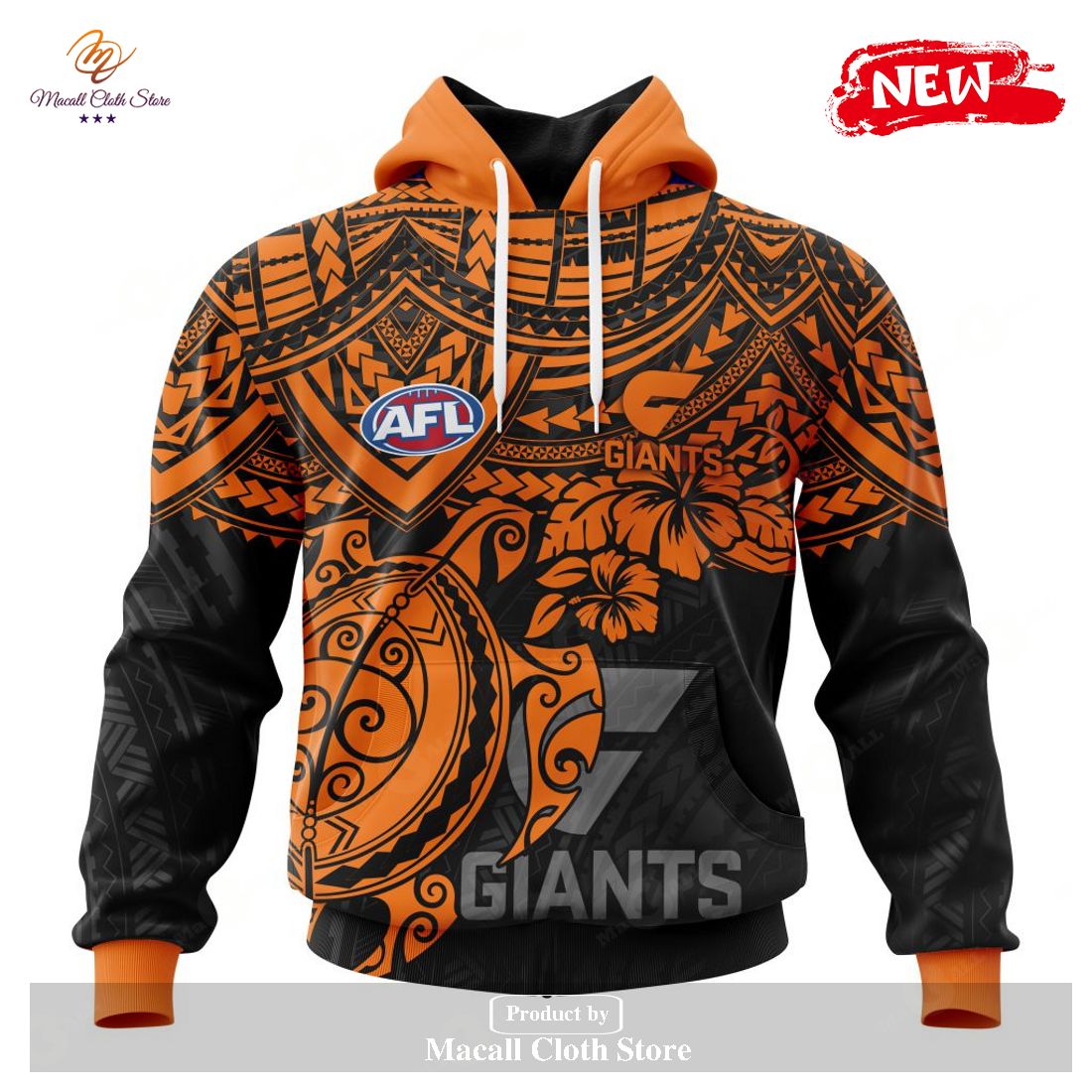 [NEW] Personalized AFL Greater Western Sydney Giants Polynesian Concept Kits Design Hoodie Sweatshirt 3D