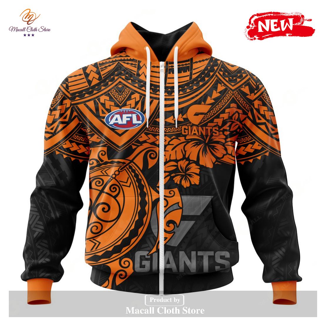 [NEW] Personalized AFL Greater Western Sydney Giants Polynesian Concept Kits Design Hoodie Sweatshirt 3D
