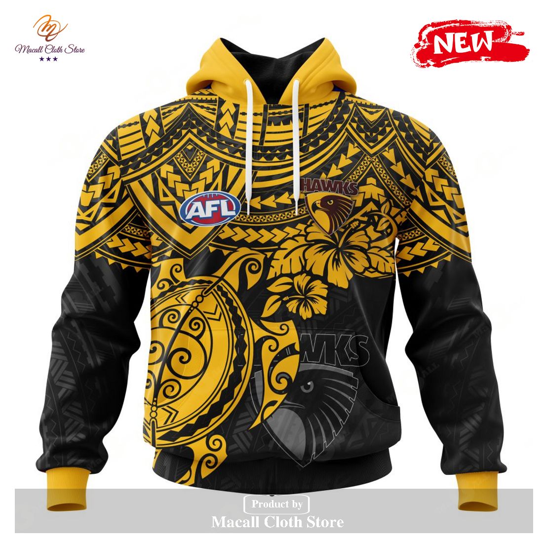 [NEW] Personalized AFL Hawthorn Football Club Polynesian Concept Kits Design Hoodie Sweatshirt 3D