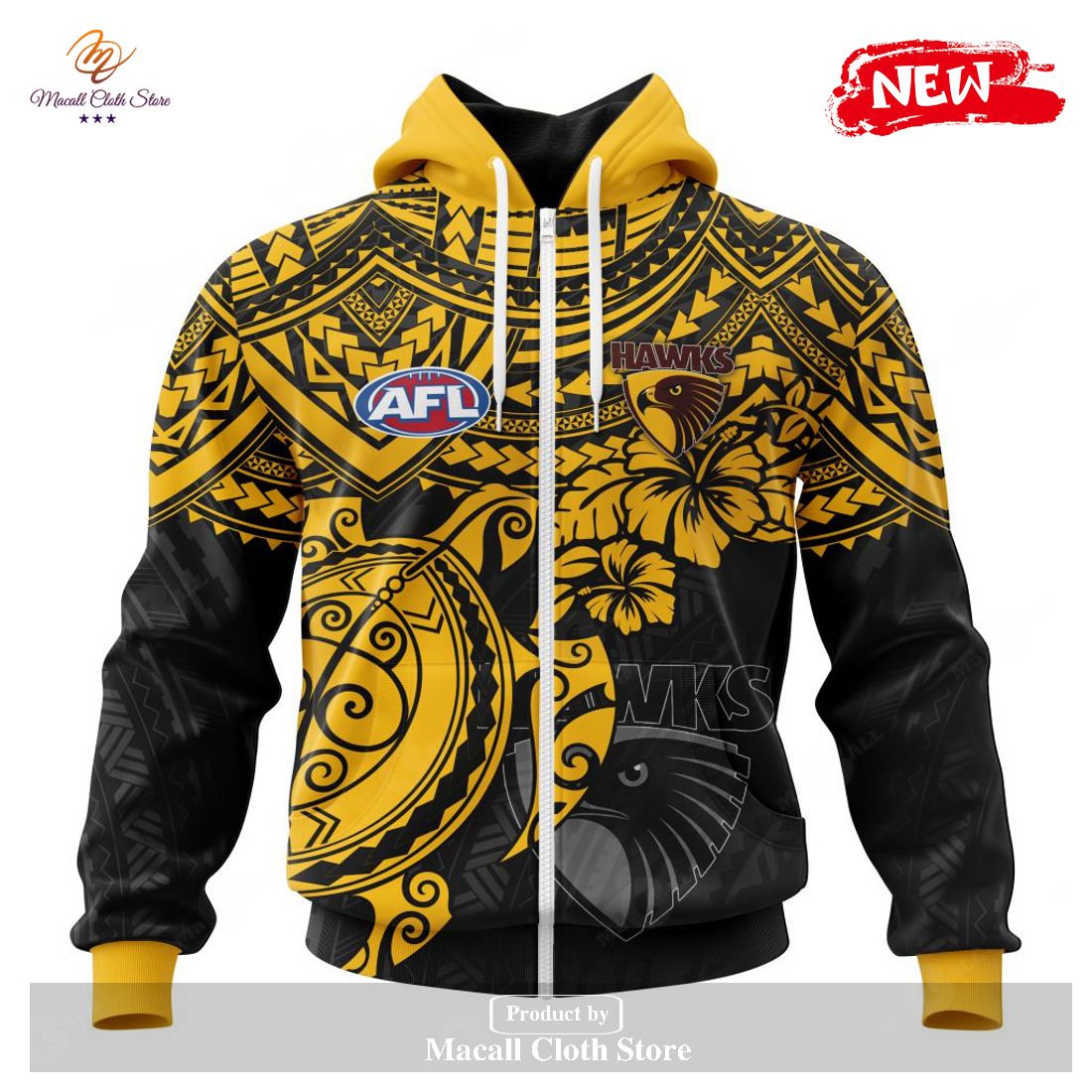 [NEW] Personalized AFL Hawthorn Football Club Polynesian Concept Kits Design Hoodie Sweatshirt 3D