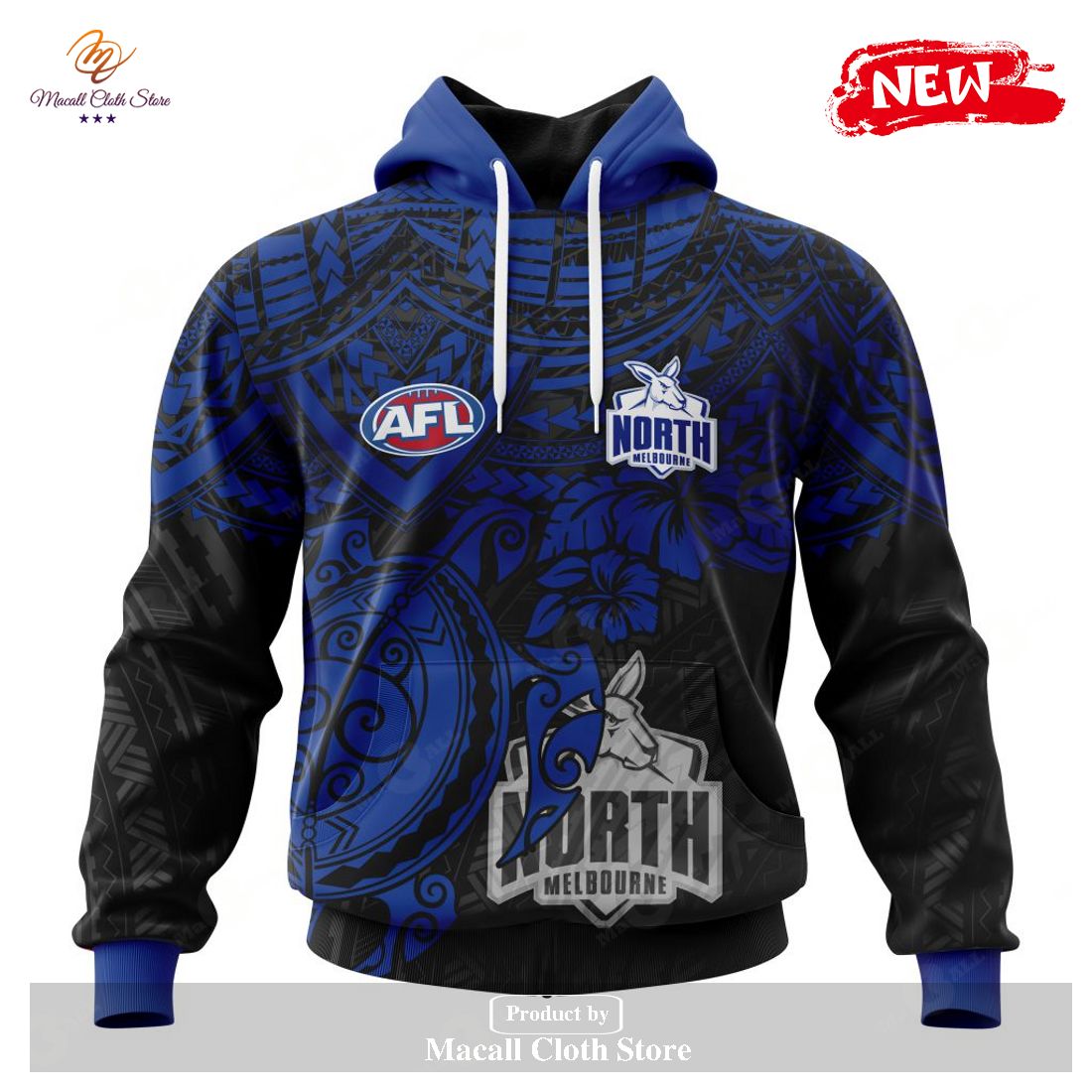 [NEW] Personalized AFL North Melbourne Football Club Polynesian Concept Kits Design Hoodie Sweatshirt 3D