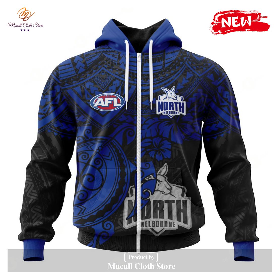 [NEW] Personalized AFL North Melbourne Football Club Polynesian Concept Kits Design Hoodie Sweatshirt 3D